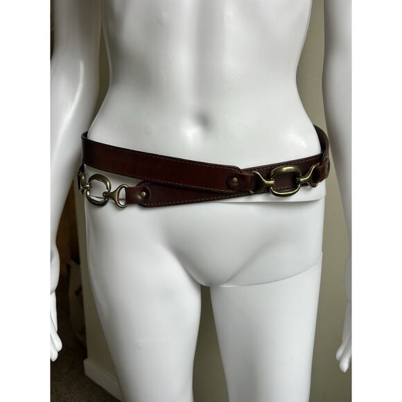 Vintage Gina Firenze XL Genuine Leather Horsebit Belt Brown Equestrian main image 12